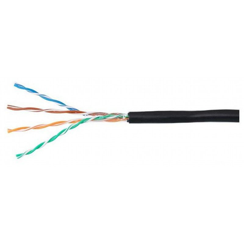 Кабель связи витая пара ITK F/UTP категория 5е 4 пары 24 AWG solid LDPE + кабель питания 2x0.75мм.кв черный (305м)
